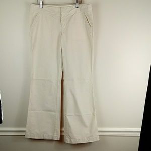 Tan light oxford cloth wide leg trousers size 10